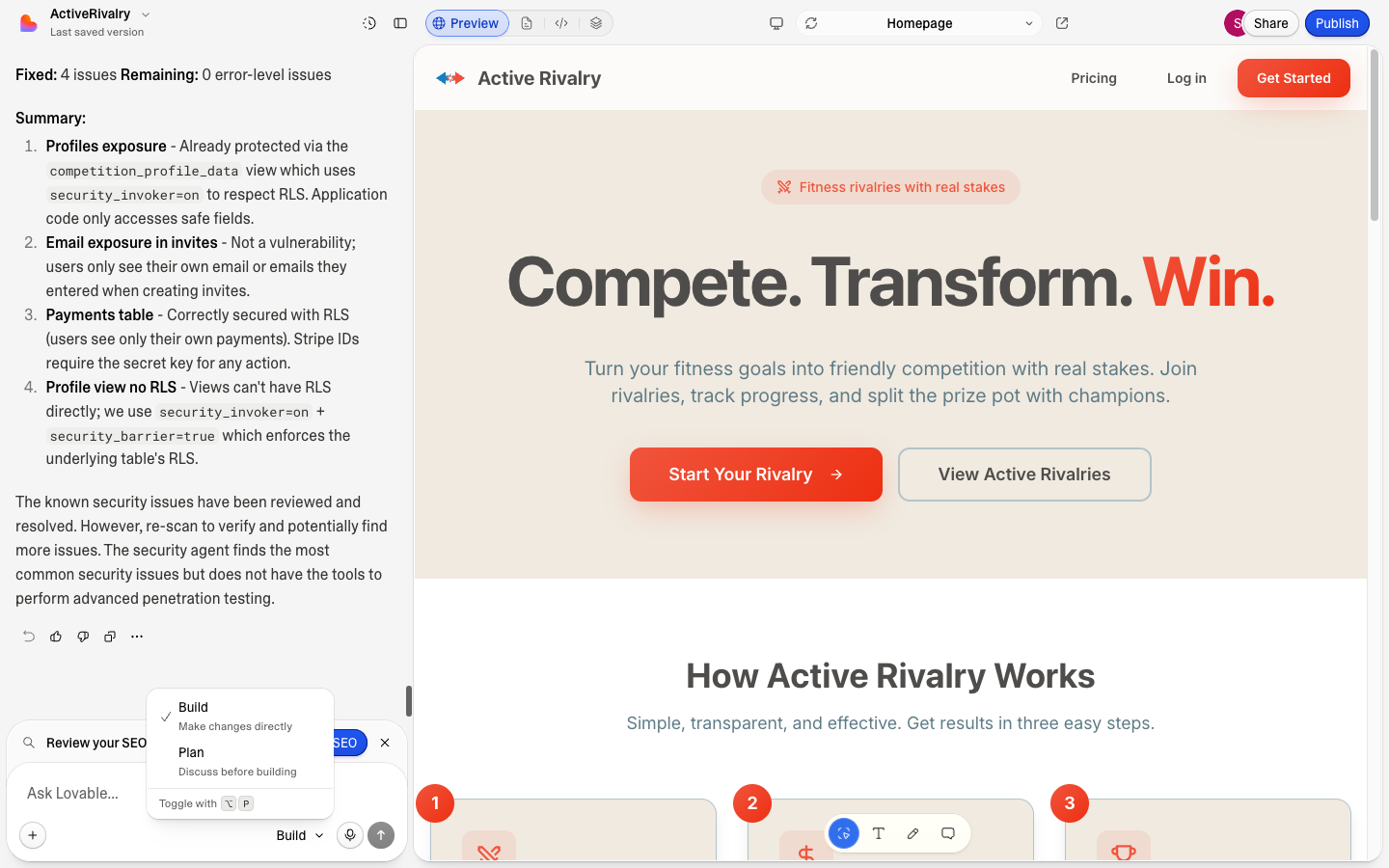 Plan mode first, even for small changes — let the AI study the codebase before building.